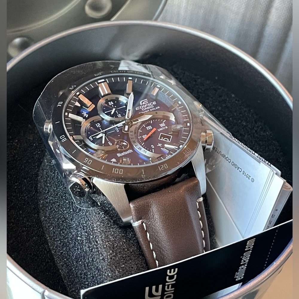 G-SHOCK
Men's Solar Analog-Digital Edifice Brown Leather Strap Watch 48.1mm